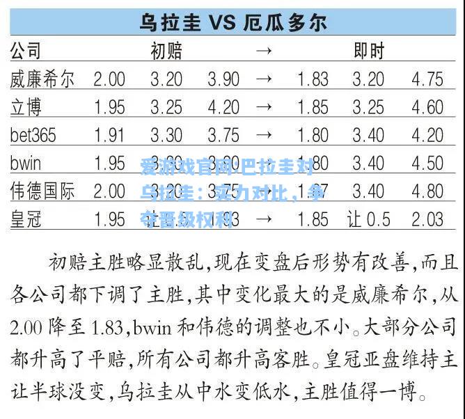 爱游戏官网:巴拉圭对乌拉圭：实力对比，争夺晋级权利